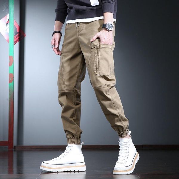 Pantalons pour hommes Mode Hommes Kaki Cargo Militaire Hip Hop Baggy Casual Streetwear Tactique Coton Cordon Joggers PantalonHomme
