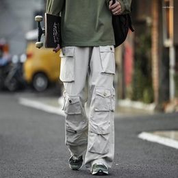 Pantalones de hombre, pantalones holgados a la moda para hombre, ropa informal estilo Cargo versátil coreana para hombre con tela suave transpirable con múltiples bolsillos