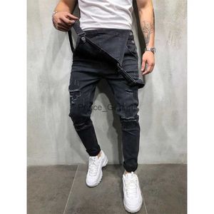 Pantalones de hombre Pantalones de hombre de moda Pantalones vaqueros rasgados Monos Monos Hola Calle Denim desgastado Babero Monos para hombre Pantalones con tirantes Tamaño S-XXXLL2402