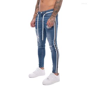 Pantalons pour hommes Mode Hommes Skinny Ripped Denim Destroyed Cool Comfy Stretch Stripe Trim Fit Plus SizeMen Drak22