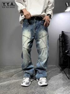 Pantalones de hombres moda para hombre empalmado de fit de mezclilla hábito de mezclilla de mezclilla
