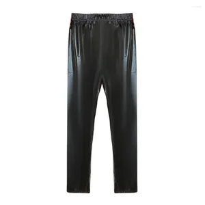 Pantalon masculin mode pugment en cuir humide look skinny pantalon crayon club-scède