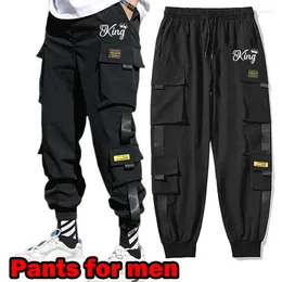 Pantalones para hombres Moda Bolsillos laterales Cargo Harem Negro Hip Hop Casual Masculino Joggers Pantalones Streetwear