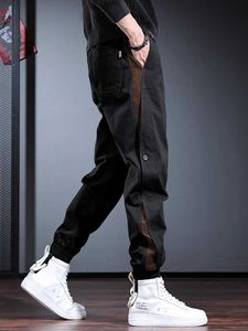 Pantalon masculin Side Fashion Stripe Black Baggy Pantal