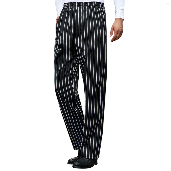 Pantalones para hombres Moda Slim Men Grey Stripe Slacks Casual Elástico Cintura Cargo Pantalones rectos Hombre