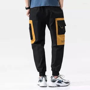 Herenbroek mode streetwear grote zakken solide patchwork joggen mannen militair losse broek hiphop voor
