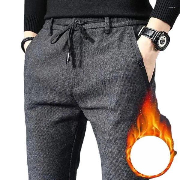 Pantalones para hombres Estilo de moda Harajuku Slim Fit Pantalones sueltos Todo fósforo Grueso Casual Bolsillos sólidos Pierna recta