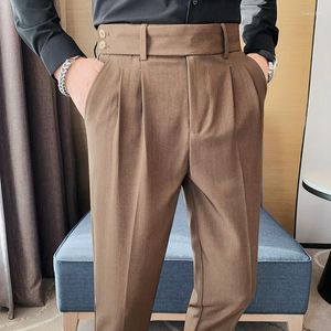 Pantalon masculin Twill Fold Design High Waist Dress Suit pour hommes Vêtements 2023 Business Formal Wear Longle Longueur Straitement