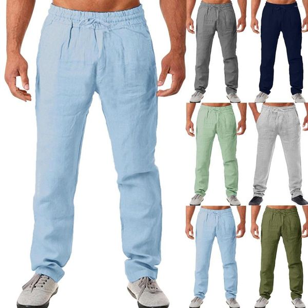 Pantalon pour homme à la mode confortable et décontracté en coton Yoga Training Fitness Running Men Flat Front