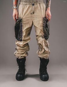 Pantalon pour hommes en vedette dégradé de couleur porté à la recherche de déchets délavés ventilateur peut tridimensionnel grande poche survêtement vêtements de travail