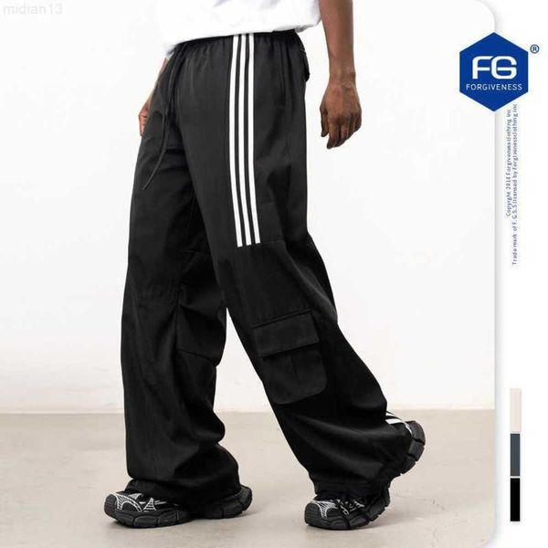 Pantalons pour hommes Fgss Wear | 2023 Automne / Hiver Nouvelle marque de mode Trois barres Décoration de poche Nylon Sports Casual Pantalons lâchesndtq