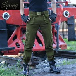 Pantalon pour hommes Field Lived Casual Army Joggers Tactique Beaucoup de poche Zipper Cargo Combat Coton Pantalon droit Homme Vert Noir