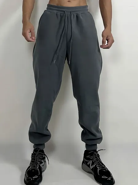 Pantalones para hombre Fitness Corset Suelto Cordón Baloncesto Correr Entrenamiento Pantalones deportivos Plus Fleece Deportes Largo