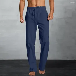 Herenbroeken Fitnesssportbroeken Heren Trekkoord in de taille Streetwear Effen kleur Wijde pijpen met elastische tailleband Voor