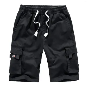 Herenbroeken Vijfpunts zomerse losse cargobroek Multi-pocket casual shorts Trekkoord Elastisch getailleerde strand voor mannen