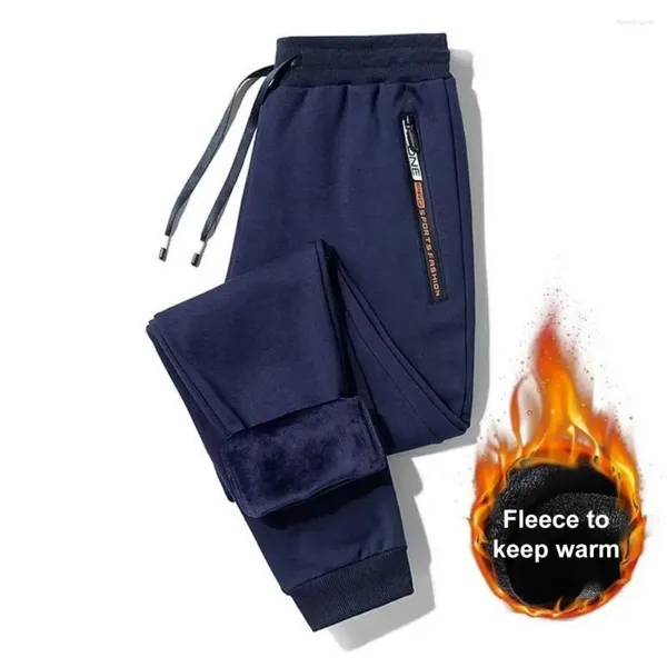 Pantalones de hombre Pantalones de chándal con forro polar Cálido Invierno Hombres Forrado a prueba de viento Correr Acogedor Espesar