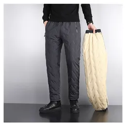 Pantalons pour hommes polaire hommes hiver agneau vers le bas prévention du froid peluche thermique épaissir chaud imperméable coton pantalon mâle vêtements