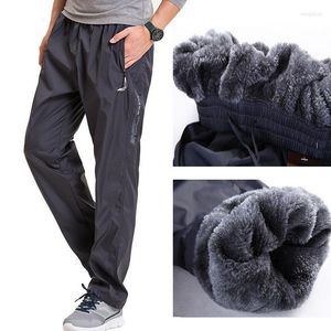 Herenbroek fleece dikke mannen buiten winter pant fluweel warme rechte thermische heren wol zwaargewicht ritssluiting mannelijke joggers