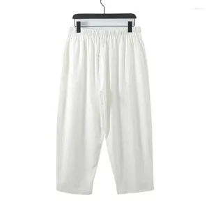 Herenbroeken voor de Koreaanse versie oversized slanke fit elastische taille casual losse linnen kleine been bijgesneden mannen