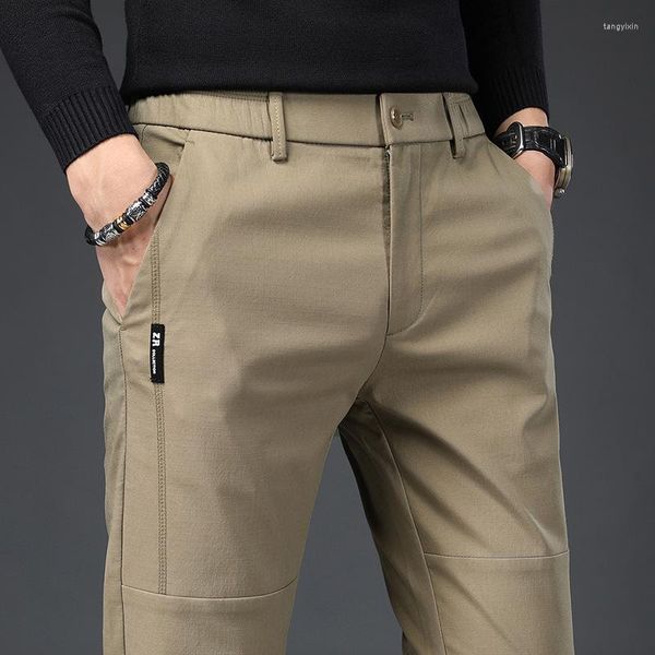 Pantalones para hombres vestidos de hombres formales ropa de ropa coreea estilo delgado de la cintura elástica traje de hombre clásico 2023 verano