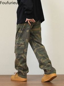 Pantalons pour hommes Foufurieux Camouflage Cargo Pantalon avec poche Hommes Armée Vert Lâche Alt Vêtements Grunge Hip Pop Pantalon Y2K Jeans Streetwear Hommes 231129