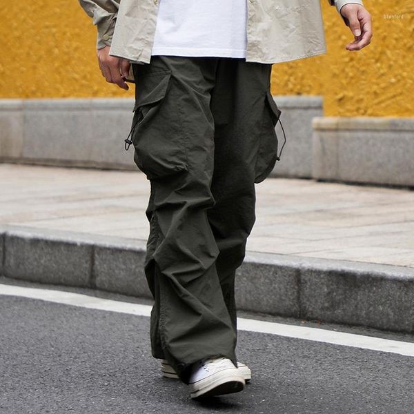 Pantalons pour hommes Foufurieux Hip Hop Casual Cargo Pockets Séchage rapide Pantalon droit à jambes larges Pantalon de sport coréen Printemps Hommes