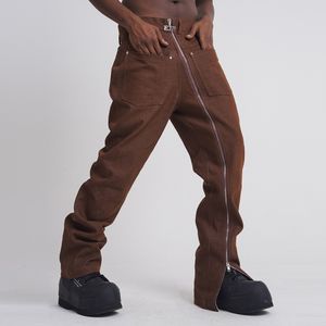 Pantalones de hombre Curva frontal Bolsillos con cremallera Cargos casuales rectos Y2K Ropa de calle unisex Pantalones de chándal sueltos Harajuku Pantalones de hombre de gran tamaño 230511