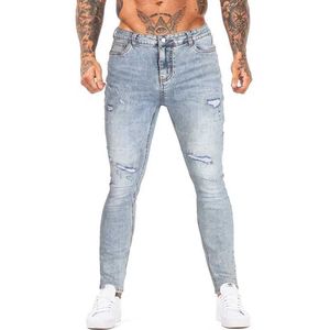 Pantalon masculin gingtto jeans denim masque bleu clair pantalon décontracté pantalon skinny marque mâle tissée
