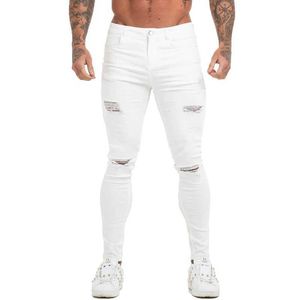 Pantalon masculin gingtto jeans hommes jeans élastiques jeans skinny pantalon étiré pantalon streetwear mens jeans jeans blanc slim fit j240510