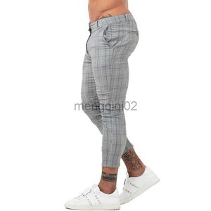 Pantalons pour hommes GINGTTO Pantalons décontractés pour hommes Skinny Stretch Chinos Slim Fit Pant Plaid Check Men Y23