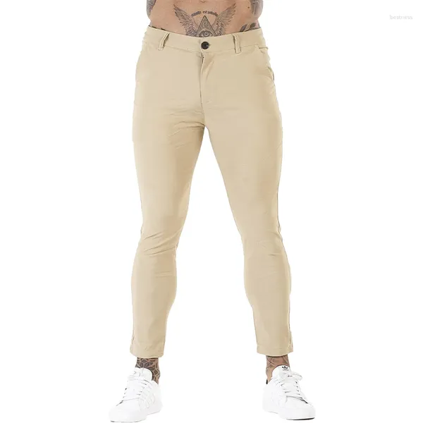 Pantalones para hombres GINGTTO Mens Chino Pantalones Skinny Fit Moda Tobillo Longitud Casual Estilo de verano Ropa masculina Elástico Tela suave 3146