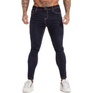 Pantalon pour hommes Gingtto Mens Skinny Jeans bleu taille haute taille Hip Hop Stretch Men Pantal