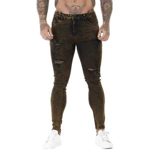 Pantalon masculin gingtto jeans skinny pantalon de streetwear hommes pantalon masculin denim automne hiphop élastique coton complet taille haute tissu extensible 1134 J240510