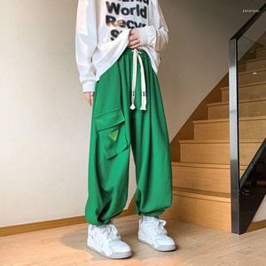 Pantalons pour hommes Gmiixder Spring Japanese Green Cargo Big Pocket Patch Design Knickerbockers Hommes Femmes Oversize Joggers Waffle Sweatpants