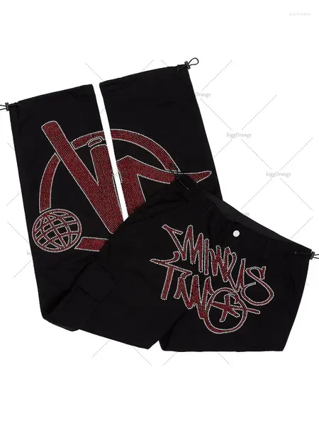 Pantalones para hombres Ladrillos de letras góticas Casual para hombres Pierna ancha Y2K Estilo Hip Hop Joggers Mujeres y pantalones de chándal