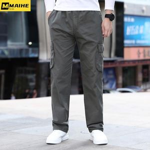 Pantalon homme vert Baggy jambe large automne Jogging extérieur militaire tactique taille élastique coton décontracté Cargo grande taille