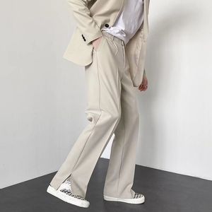 Pantalons pour hommes Gris Kaki Noir Costume Hommes Mode Société Robe Pour Hommes Coréen Lâche Droite Jambe Large Pantalon Formel 230506