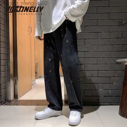 Pantalon masculin Guochao Street Hip Hop Splash Ink Accumulation Straight Pantal