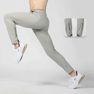 Herenbroeken gym fitness broek heren potlood strak hardlopen ademende snel droog ijs zijden sportstijl casual mode Q240429