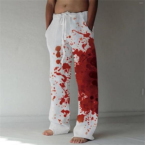 Pantalones para hombres Halloween Casual Elástico Tinta y sangre Slacks Jean Cut Ropa al aire libre Boy Sock