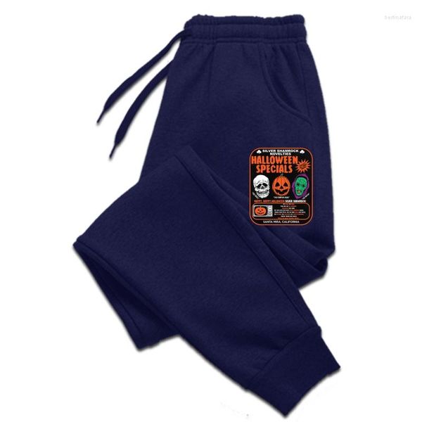 Pantalons pour hommes Halloween Specials Saison de la sorcière Tendance Masque de citrouille Grimace Imprimer Été Mince Polyvalent Coton Froid Unisexe Hommes Tro