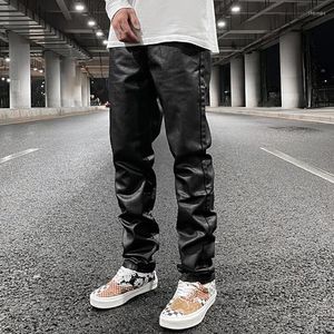 Herenbroek Harajuku zwarte jeans voor mannen sfeer gewaxt casual broek rechte zakken oversized potlood losse hiphopheren