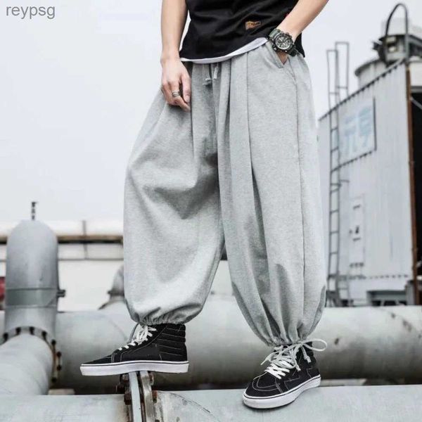 Pantalones para hombres Harajuku gris pantalones para correr para hombres ropa de calle hip-hop pantalones deportivos de pierna ancha moda coreana fjbaggy de gran tamaño YQ240115