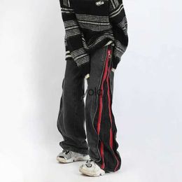 Mannen Broek Harajuku Hip Hop Rits Gewassen Oude Losse Jeans Mannen Nieuwe Mode Casual Punk Oversized Wijde Pijpen Micro Uitlopende Broek streetwearyolq