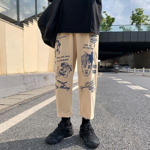 Pantalones de hombre Harajuku Hip Hop japonés y pierna ancha para mujer Jogging Casual Street Plus Size Harem