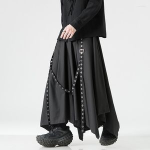 Pantalones de hombre Harajuku hombres Harem cintura elástica Hip Hop pantalones de pierna ancha hombres/mujer bordado bengalas Casual hombre Streetwear