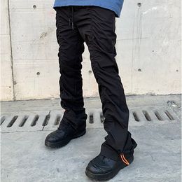 Pantalons pour hommes Harajuku Ruché Taille élastique Pantalon décontracté Hommes et femmes Plissé Cheville Cordon Cargo High Street Baggy Track 230822