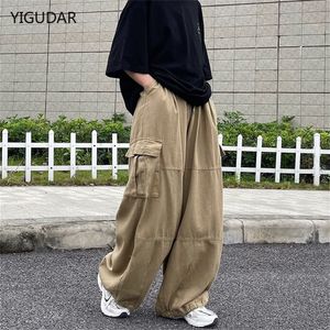 Herenbroeken Harajuku Vintage Wijde pijpen jeans Broek Mannen Casual Joggers Harembroek Witte Cargobroek Skateboardbroek Streetwear 230309