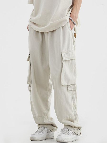 Pantalons pour hommes Harem Cargo Hommes Hip Hop Solide Pantalon Lâche Mâle Vintage Japonais Streetwear Style Décontracté Poche Zip Pantalons