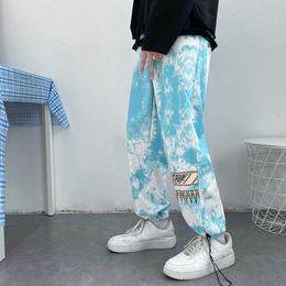 Herenbroek Harem Joggers Gedrukte trekkoord Drop-crotch broek 2021 Loose Koreaanse Streetwear Katoen Casual G220929